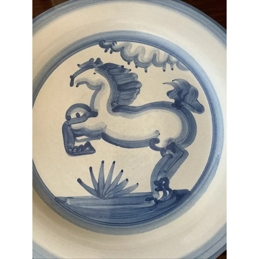 M.A. Hadley Pottery Blue Horse Pattern 13
